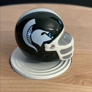 Black and White Football Helmet Salt Shaker